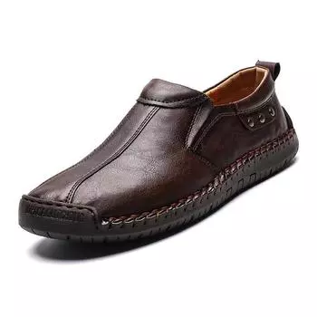 New men s casual shoes British trend lazy foot leather shoes versatile handmade large size 47 48 men s shoes 38 синий