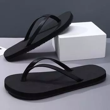 New men s flip-flops fashionable outer wear rubber non-slip personalized fashion pinch feet beach summer slippers men 39 чёрный