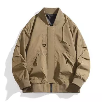 New Men s Jacket Stand Collar Jacket Loose Large Size Work Baseball Uniform Casual Men s Top M коричневый