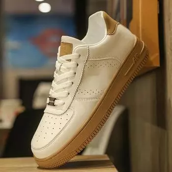 New Men s Leather White Sports Shoes, Breathable and Comfortable Casual Shoes, Men s Fashionable Outdoor Walking Shoes size39-44 39 покинуть белый
