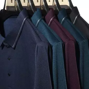 New Men s Long-Sleeved T-shirt Spring and Autumn Solid Color Business Casual Polo Shirt Men s Trendy Bottoming Top M