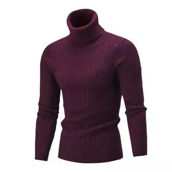 New Men s Slim Turtleneck Sweater for Autumn and Winter, Solid Color Pullover Knitwear for Cross-border Trade. XXXL чёрный