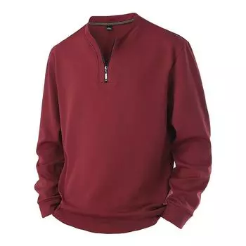 New Men s Sports and Leisure Half Cardigan Zipper Plus Size Sweater M красный
