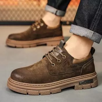 New men s trendy outdoor shoes Trendy men s gentlemanly leisure Fashion Comfortable Thick soled high-quality Retro Leisure 39 коричневый