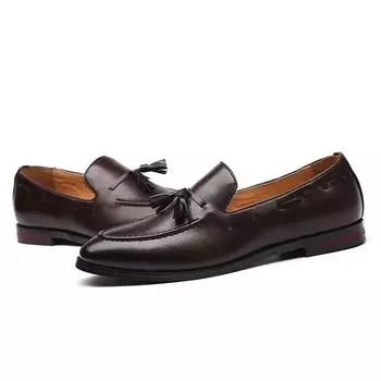 New Men Tassel Loafers PU Leather Formal Shoes Elegant Dress Shoe Simple Slip On Man Casual Footwear Loafers Large Size 48 H292 37