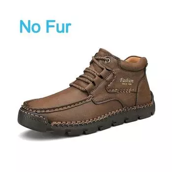 New Mens Ankle Boots High Quality Leather Warm Boots Comfortable Retro Outdoor Boots Lace Up Hiking Sneakers Men Casual Shoes 38