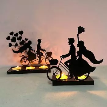 New metal couple creative iron candlestick ornaments wedding Valentine s Day wedding gift desktop crafts decoration QRJ-10A