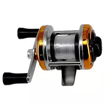New Mini Winter Ice Fishing Wheel Double Rocker Arm Metal Main Body with Line Ice Pole Drum Bait Runner Fishing Reel Cast Drum Wheel
