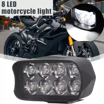 New Motorcycle Headlight 8 LED Driving Lights Waterproof Scooter Auxiliary Headlight External S K1Y4 8LED-One size
