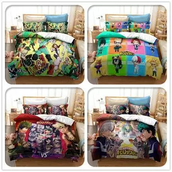 New My Hero Academia 3d Bedding Set Bakugou Katsuki Todoroki Shouto Duvet Cover Pillowcase Children Anime Bed Linen Bedclothes 200x200cm