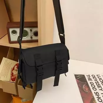 New niche messenger bag street shoulder bag trendy brand casual versatile men s and women s fashion messenger bag чёрный