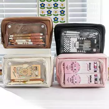 New Nine-layer Large-capacity Pencil Case Student Stationery Storage Box Simple Multi-functional Pencil Case Storage Bag розовый