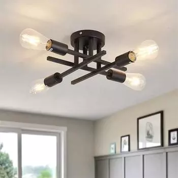 New Nordic Industria Designl Потолочный светильник для гостиной, барный столик, креативный американский простой потолочный светильник для гостиной и спальни no bulb чёрный