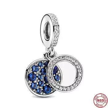 New Original Silver Color Blue Pave Dangle Diy Bead Fit European Fashion Charms Bracelet Bangles Diy Jewelry P142 -Y