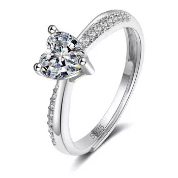 New Peach -Heart Moissanite Ring For Women S925 Silver Jewelry Micro -Set Diamonds Opening Lovers Rings Anniversary Birthday Gift