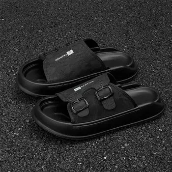 New platform-soled Roman sandals wear versatile casual slippers one-word drag niche beach shoes 371233-J 38 чёрный