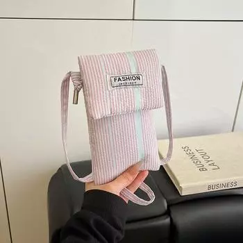 New Portable Mobile Phone Small Square Bag Urban Simple Commuter Leisure Shoulder Bag Niche Crossbody Bag розовый