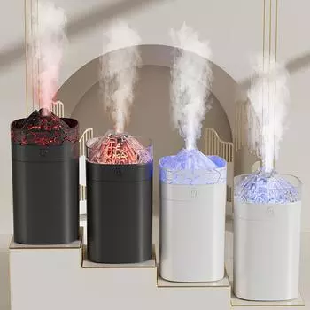 New Portable Volcanic Crack Humidifier Air Humidifier 400ml USB Home Desktop with LED Night Light USB Cable Power Supply Difuser белый