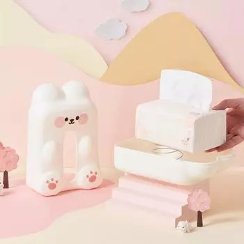 New PP Rabbit Tissue Box MultiFunction Rabbit Shape Napkin Storage Box Creative Durable Desktop Paper Holder Bathroom розовый