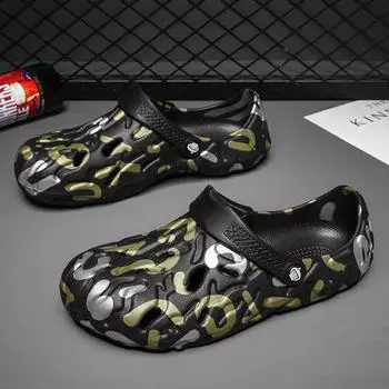 New Printed Sandals Soft and Wear-resistant Casual Sandals Comfortable and High-quality Beach Shoes Men s Outdoor Slippers 40 чёрный