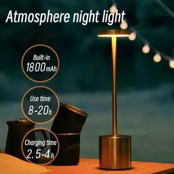 New Rechargeable LED Touch Sensor Table Lamp for Restaurant Hotel Bedroom Decor чёрный