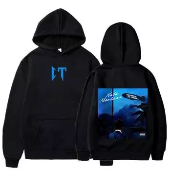 New ribbed bottom hem fashion print sweatshirt loose hoodie women s casual sports sweater L бежевый