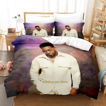 New Romeo Santos Bedding Set Single Twin Full Queen King Size Bed Set Adult Kid Bedroom Duvetcover Sets Anime parure de lit Bed AU Single(140x210cm)