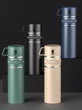 New Rotary Opening And Closing Tea Water Separation 304 Stainless Steel Thermos Cup Outdoor Portable Split Brewing Tea Cup 501-600ml чёрный