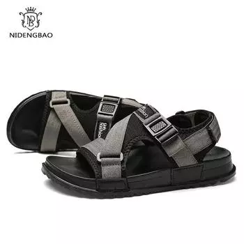 Новые сандалии мужские туфли Hook&loop Gladiator мужские летние туфли 2024 модные пляжные сандалии мужские sandalias hombre большой размер 45 46 5.5 чёрный