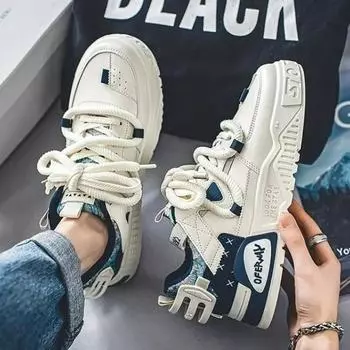 New Shoes for Men Sneakers Fashionable Low Top Breathable Casual Skateboard Shoes Male Platform Vulcanized Shoes Tenis Masculino 39 синий