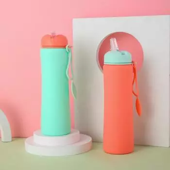 Новая силиконовая бутылка для воды для лета на открытом воздухе, складная спортивная чашка для воды для езды на велосипеде и альпинизма, портативная бутылка для воды большой емкости 600ml