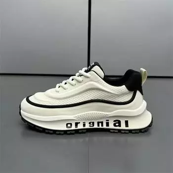 New Sneakers Men Wear resistant Anti slip Breathable Running Shoes Thick soled Height Boosting Casual Shoes Zapatos para hombres 39 белый