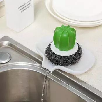 New Soap Box Multifunctional Silicone Soap Dishes Soap Sponge Drain Storage Plate Tray Non-slip Kitchen Bathroom Soap Holder белый
