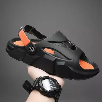 New sports men s soft-soled cool slippers, couples wear beach shoes outdoors in summer, men s indoor one-word drags 36 чёрный