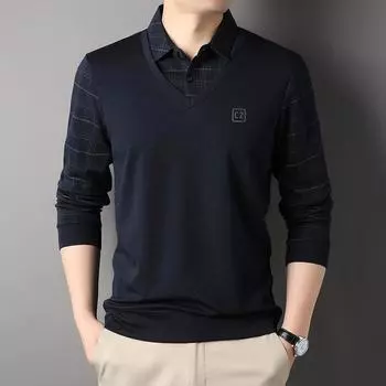 New Spring and Autumn Holiday Two-piece Long-sleeved T-shirts, Fashionable Casual Jackets, Trendy T-shirts for Men M