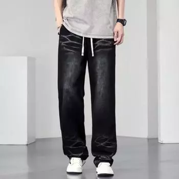New Spring and Autumn Jeans for Men American Cat Whiskers Casual Straight Trousers Large Size Men M