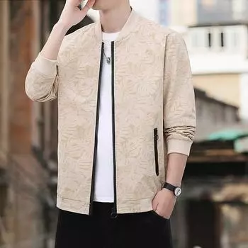 New Spring and Autumn Style Men s Full-print Coat Youth Baseball Leader M бежевый
