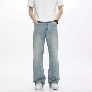 New Spring and Summer American Retro High Street Casual Micro-flare Floor Trousers Jeans 28
