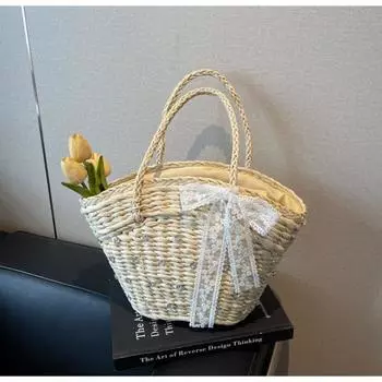 New spring and summer beach vacation bag women s woven shoulder bag large capacity tote bag straw bag покинуть белый