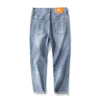 New Spring and Summer Colorful Color-blocking Embroidered Fitting Small Feet Nine-point Jeans Casual 28 синий