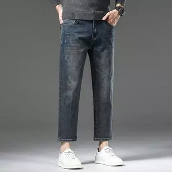 New Spring and Summer Elastic Trend Nine 9 Jeans Men s Wash Elastic Straight Nine-point Pants 28