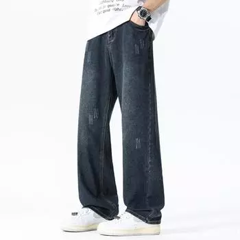 New Spring and Summer Jeans American Loose Straight Casual Wide-leg Trousers 28 синий