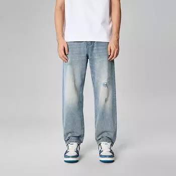 New Spring and Summer Jeans Classic Micro-cone-free Straight-leg Contrasting Jeans 28 синий