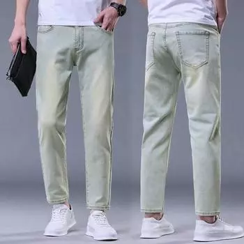 New Spring and Summer Men s 9-point Jeans Stretch-fitting Small Straight Nine-point Trousers 28