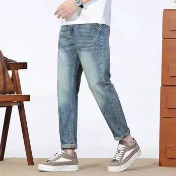 New Spring and Summer Men s Jeans Waist Embroidered Leather Label Jeans 28
