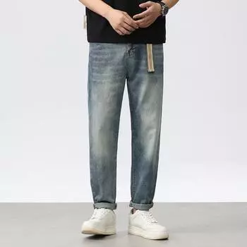 New Spring and Summer Watch Bag Bright Color Cloth Embossed Belt Conical Men s Jeans Trousers 28 синий