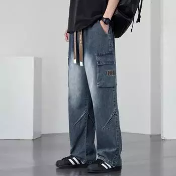 New Spring and Summer Work Jeans Men Straight Loose Casual Pants Large Size Men M