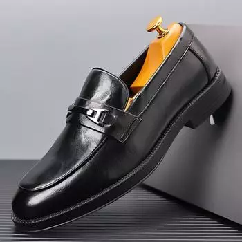 New Spring Men Round Head Formal Business Leisure Office Leather Shoes Retro Men British Style Comfortable Soft Sole Lefu Shoes 38 коричневый
