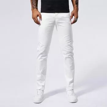 New Spring Style White Slim Straight Stretch Jeans Men s Slim Feet 28 белый