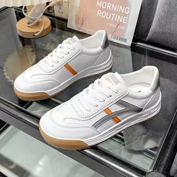 New Spring Summer Women Walking Shoes Flat Sneakers Women Casual Shoes Low Upper Lace up White Shoes 35